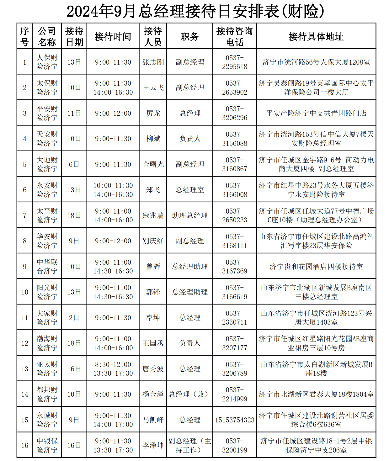 2024年9月总经理接待日安排表_3