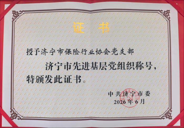 济宁市保险行业协会党支部获评“济宁市先进基层党组织”